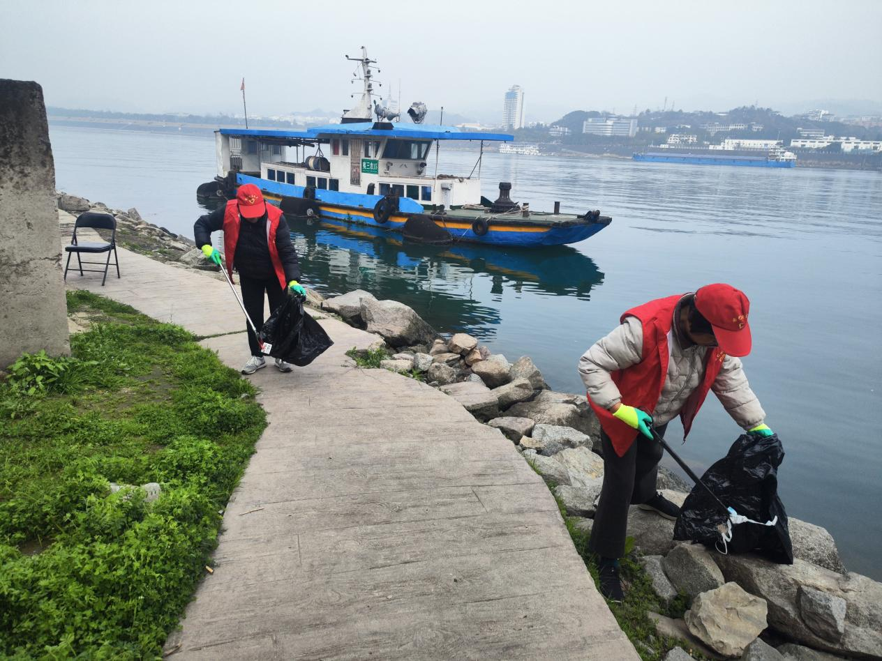 【新时代文明实践】三斗坪镇园艺村志愿者护江净滩 擦亮人居环境底色